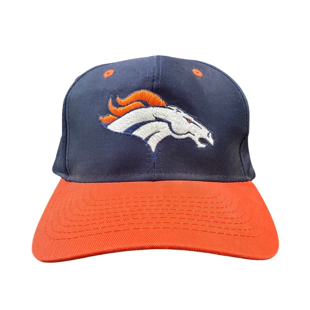 Logo Athletic Denver Broncos Hat Mens OSFA Navy Orange Snapback Fiber Optic NFL